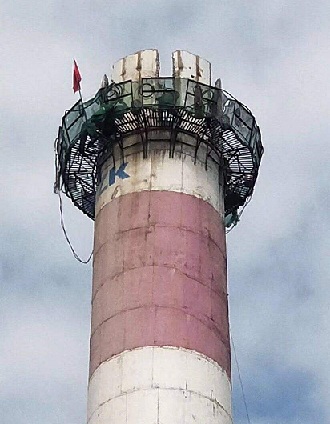 水泥煙囪人工拆除開槽法拆除